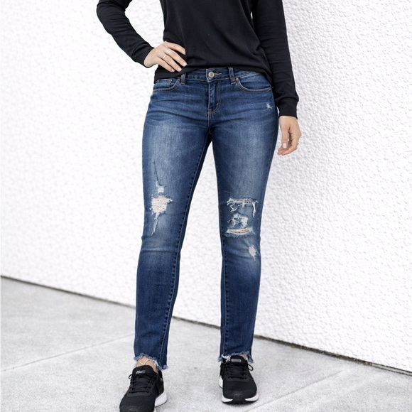 Arizona Jean Company Denim - Sku#226 Arizona Jean Co. Super Skinny Distressed Blue Denim Jeans Women’s 9